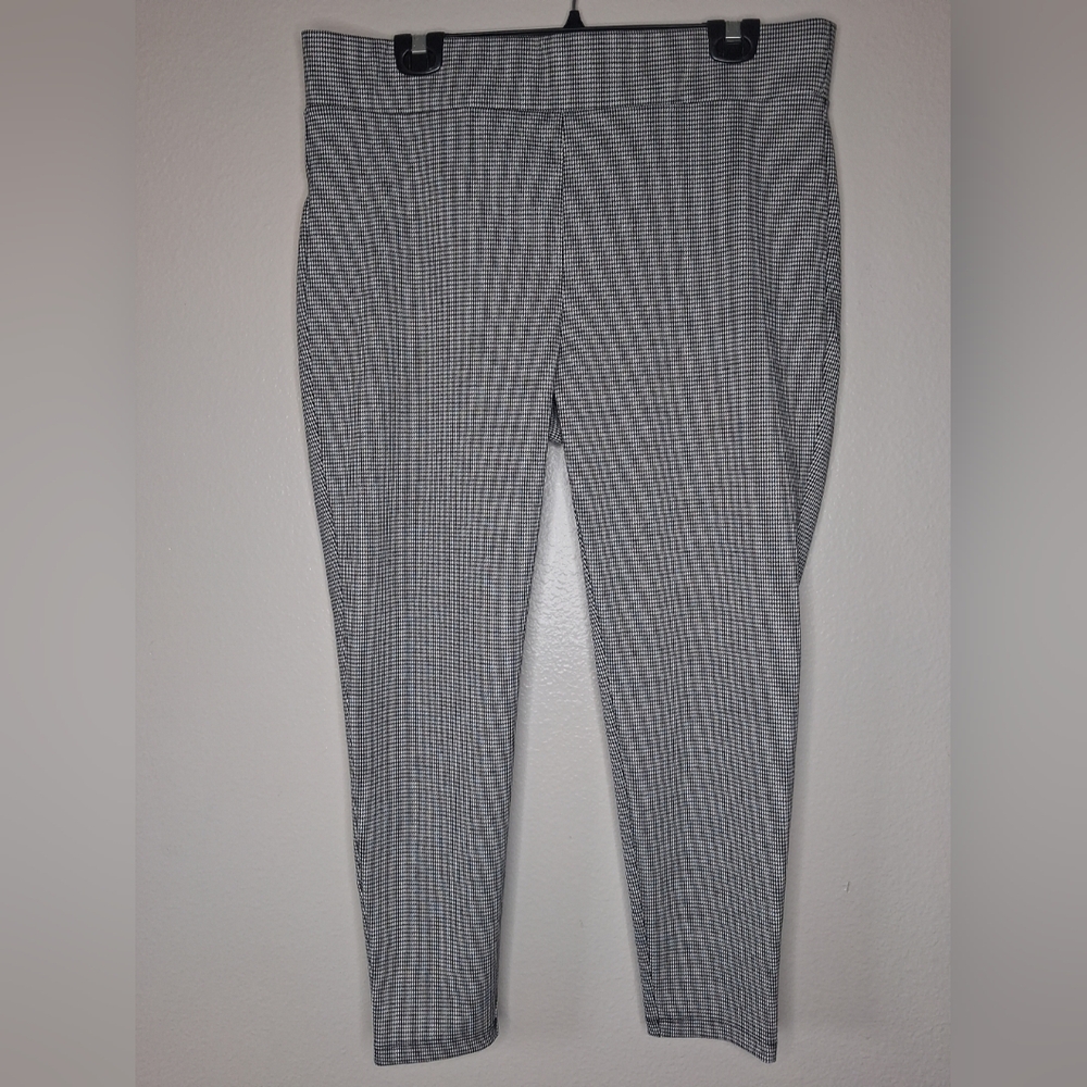 LOFT Black White Houndstooth Leggings Ponte Pants Pull-on Elastic Waist PXL Cop - Picture 2 of 15